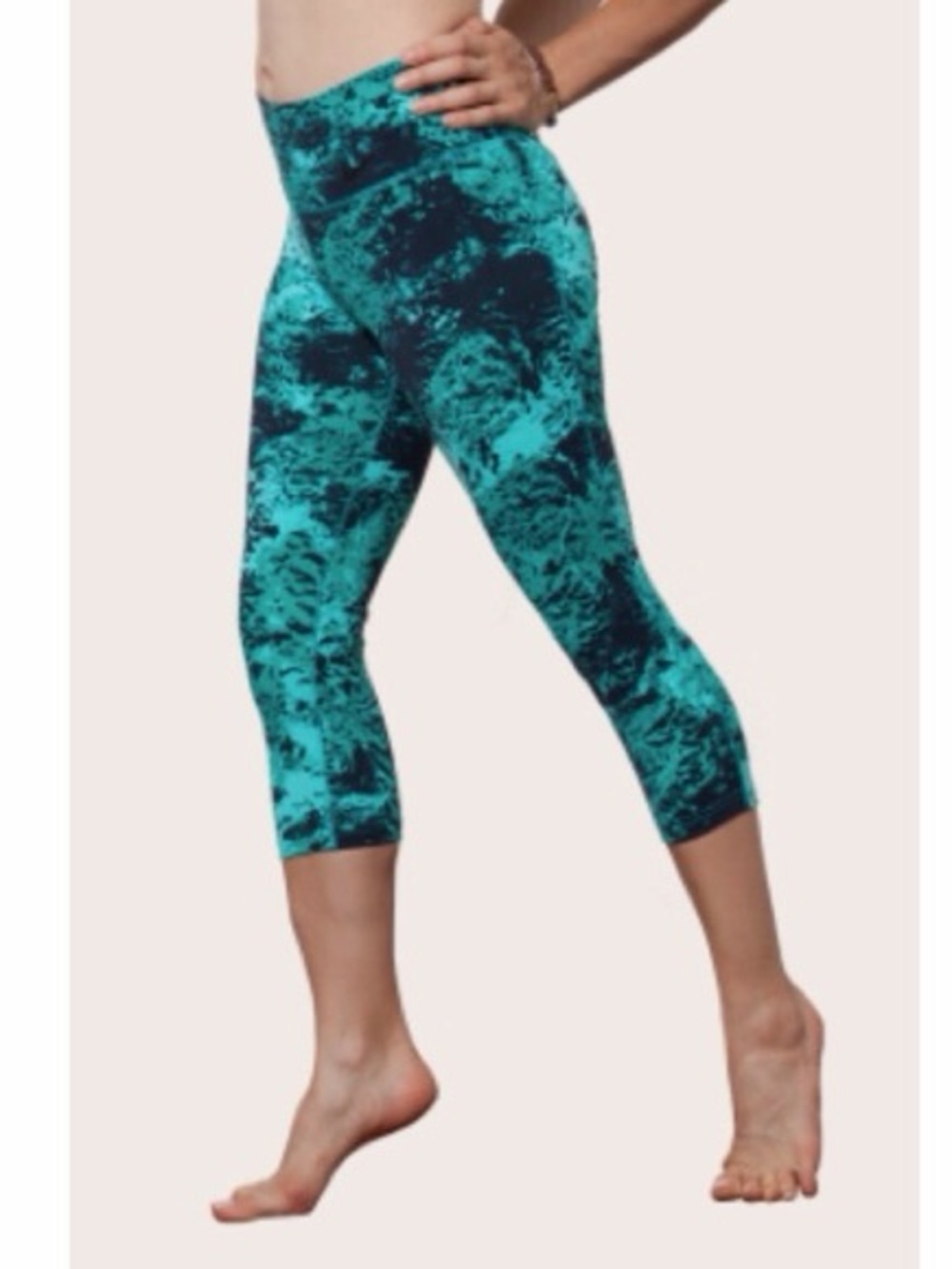 Nike Teal and Black Dri-Fit Marble Print Top